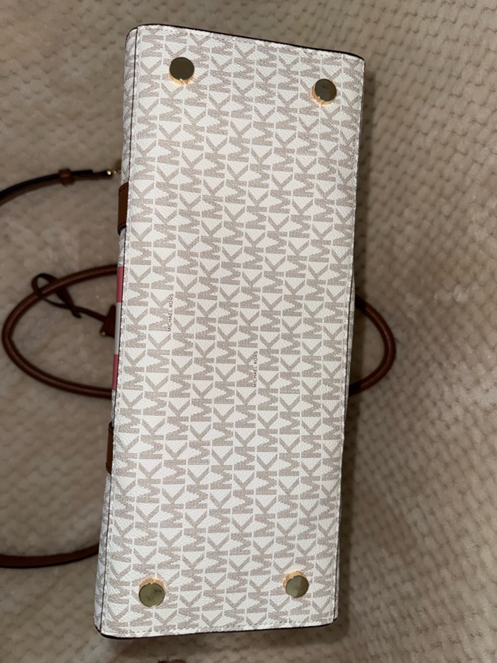 Michael Kors White, Pink & Brown Nouveau Hamilton Purse - Picture 4 of 11